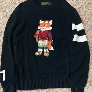 Akoo Men's Black Crewneck Sweater with Fox Graphic